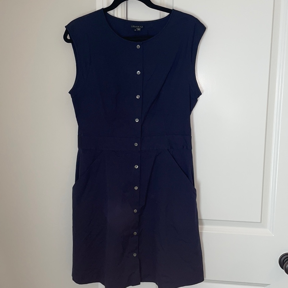 Theory size 8 linen navy work dress